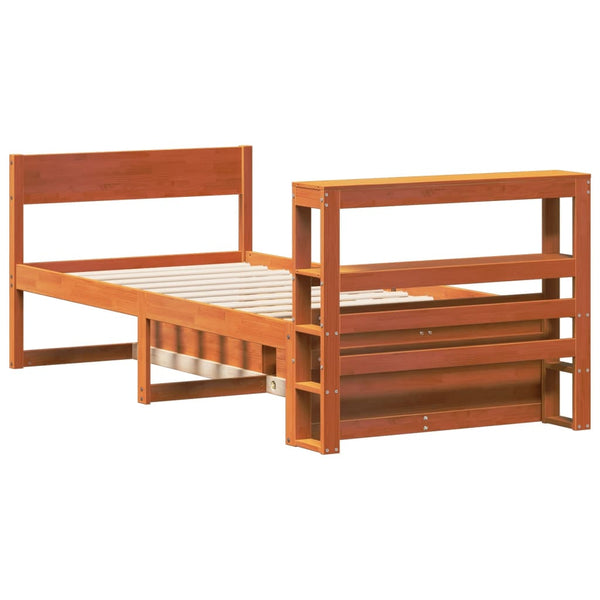 vidaXL Solid Wood Bed Frame without Mattress Waxed Brown 100x200 cm Pine Wood