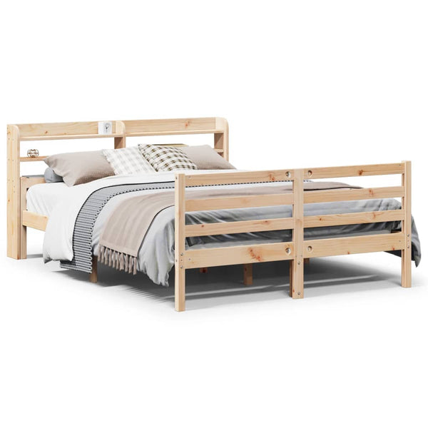 vidaXL Bed Frame with Headboard without Mattress 135x190 cm