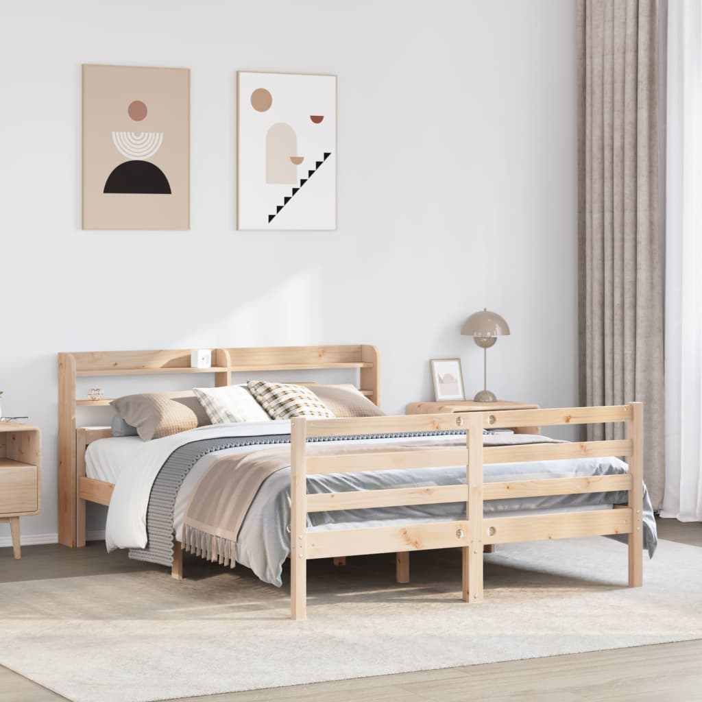vidaXL Bed Frame with Headboard without Mattress 135x190 cm