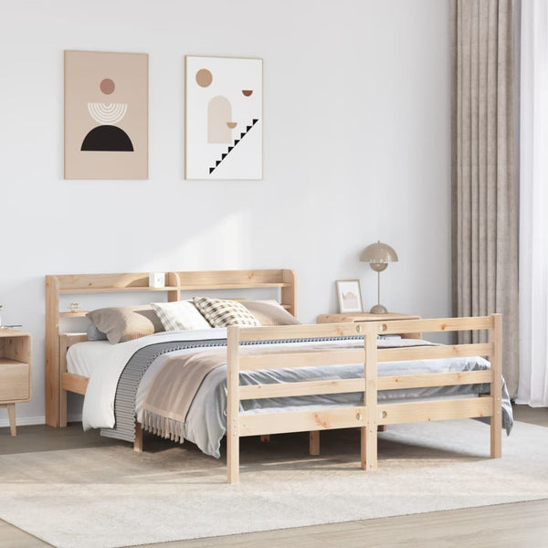 vidaXL Bed Frame with Headboard without Mattress 135x190 cm