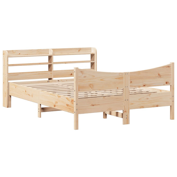 vidaXL Solid Wood Bed with Headboard 135x190 cm Pine