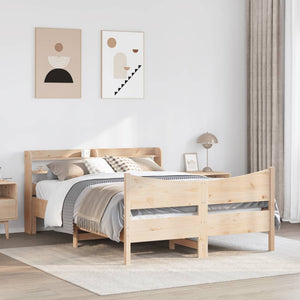 vidaXL Solid Wood Bed with Headboard 135x190 cm Pine