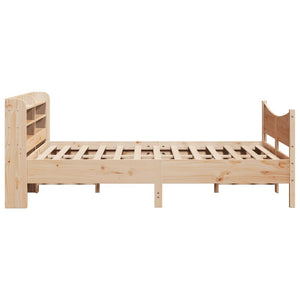vidaXL Solid Wood Bed with Headboard 135x190 cm Pine