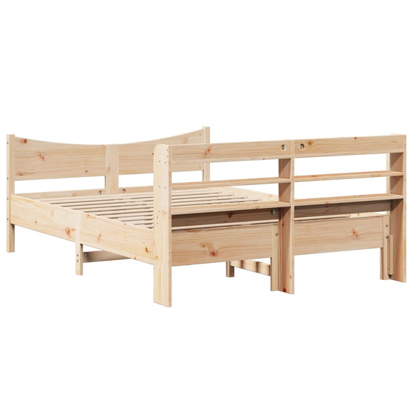 vidaXL Solid Wood Bed with Headboard 135x190 cm Pine