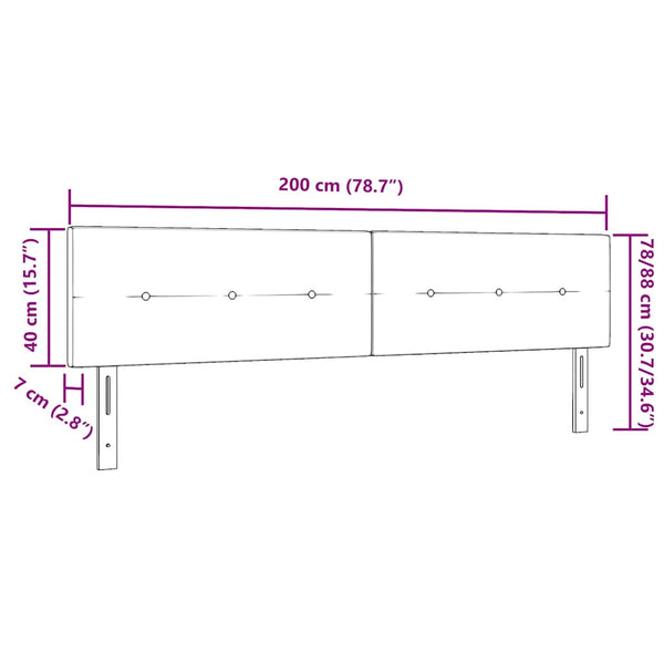 vidaXL LED Headboard with LED Light Strips Pink 200 cm Velvet