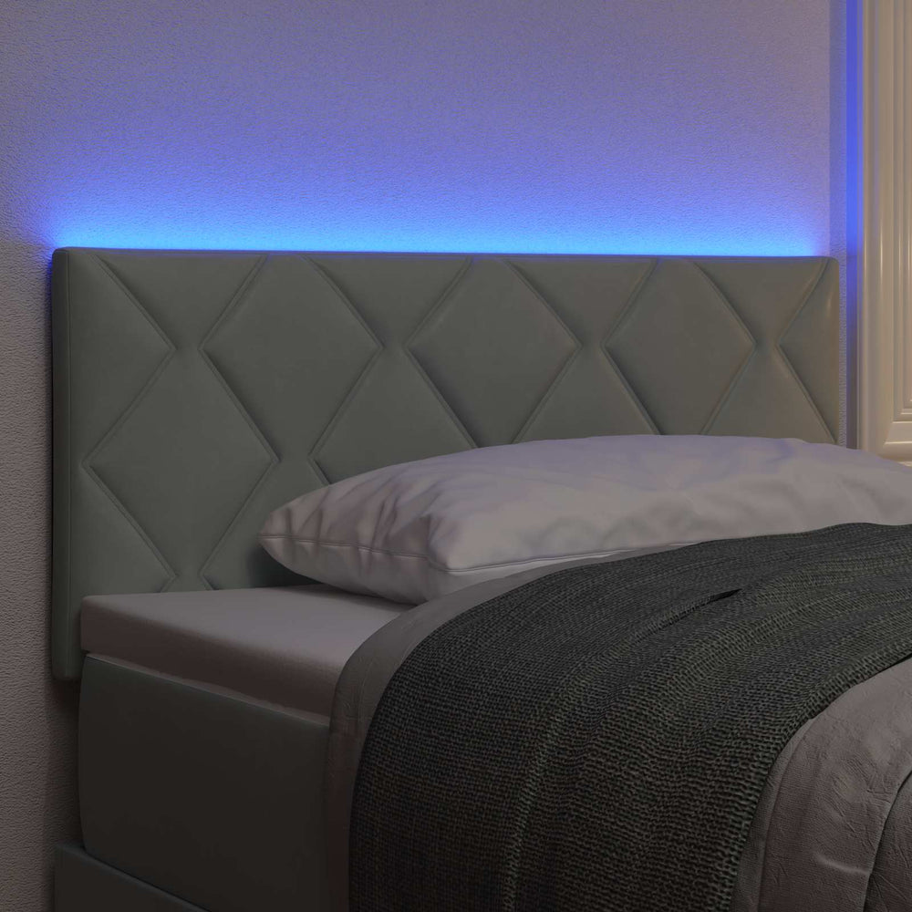 vidaXL LED Headboard Light Gray 90 cm Velvet