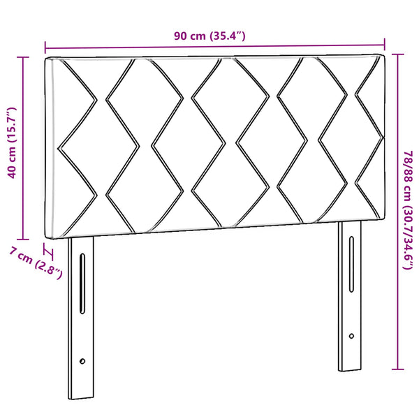 vidaXL LED Headboard Light Gray 90 cm Velvet