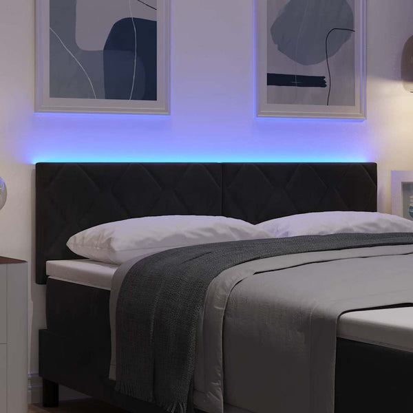 vidaXL LED Headboard Black 144 cm Velvet