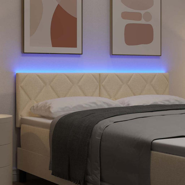 vidaXL LED Headboard Cream 160 cm Fabric