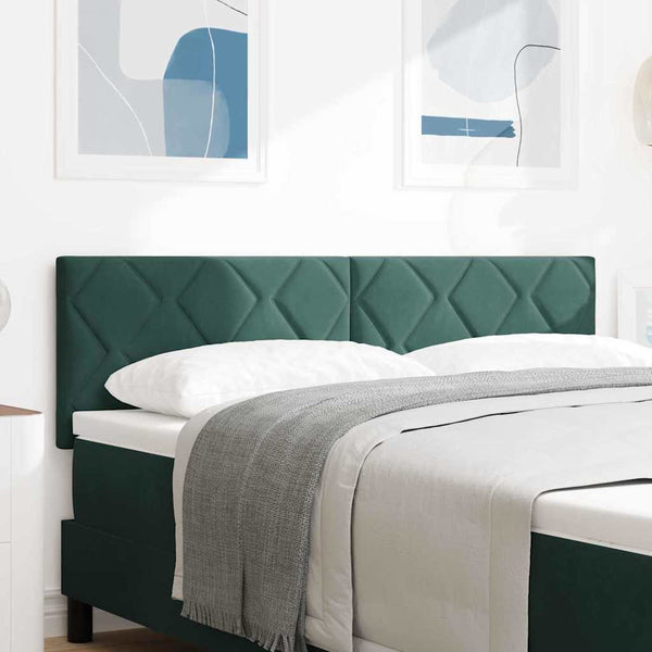 vidaXL LED Headboard Dark Green 160 cm Velvet