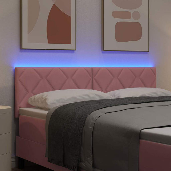 vidaXL LED Headboard Pink 160 cm Velvet