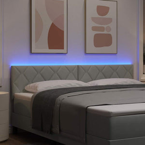 vidaXL LED Headboard Light Gray 180 cm Velvet