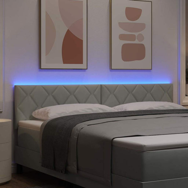 vidaXL LED Headboard Light Gray 180 cm Velvet