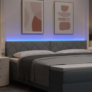 vidaXL LED Headboard Light Gray 200 cm Fabric