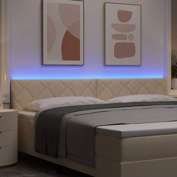 vidaXL LED Headboard Cream 200 cm Fabric