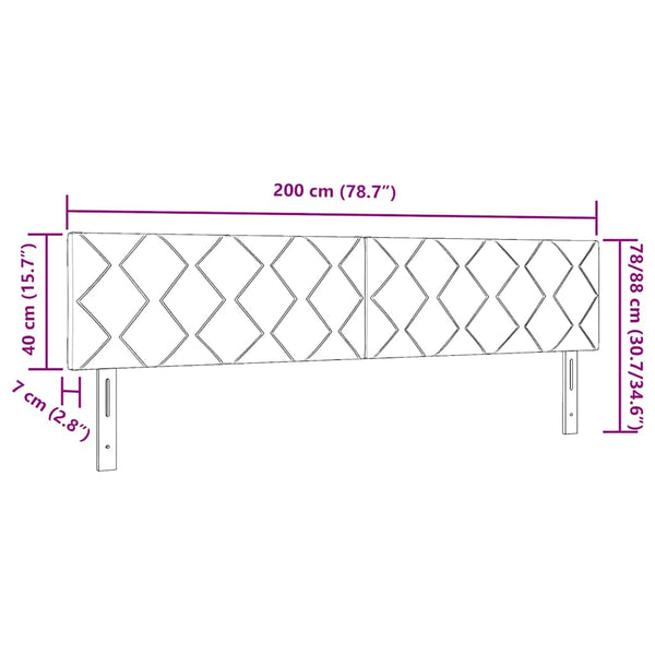 vidaXL LED Headboard Black 200 cm Velvet