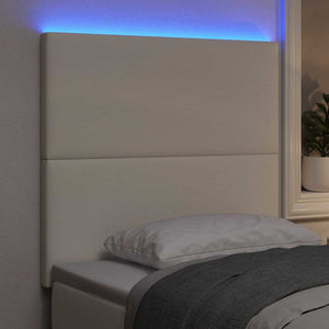 vidaXL LED Headboard with LED Strips Cream 90 cm Corduroy