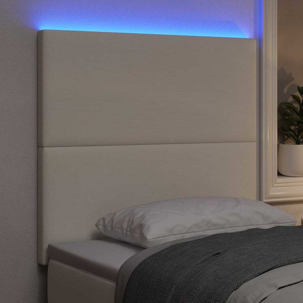 vidaXL LED Headboard with LED Strips Cream 90 cm Corduroy