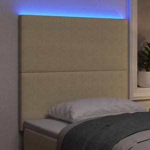 vidaXL LED Headboard with LED Light Strips Grey-Green 90 cm Corduroy Fabric