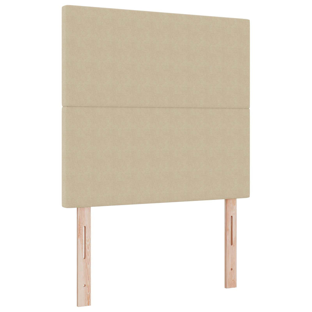 vidaXL LED Headboard with LED Light Strips Grey-Green 90 cm Corduroy Fabric