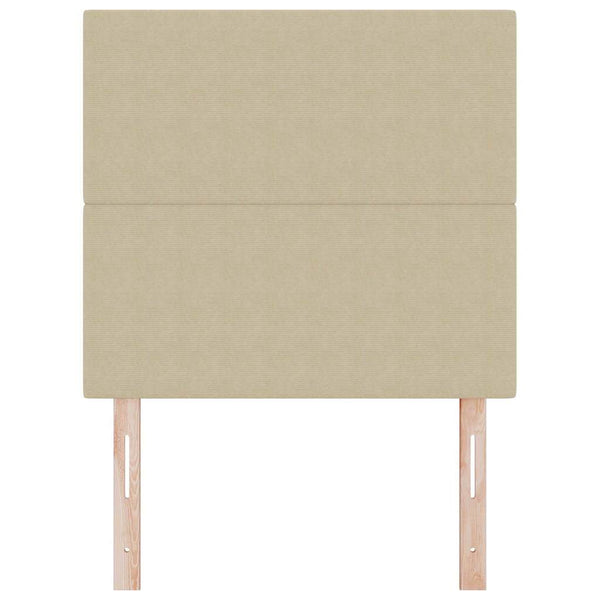 vidaXL LED Headboard with LED Light Strips Grey-Green 90 cm Corduroy Fabric