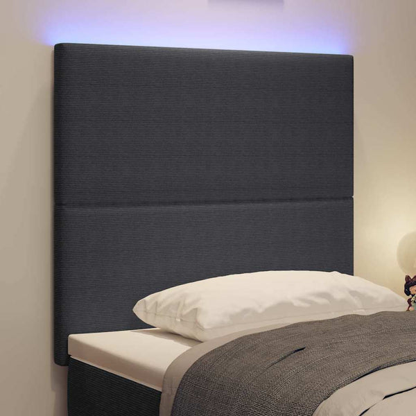 vidaXL LED Headboard with LED Light Strips Dark Gray 100 cm Cord Fabric