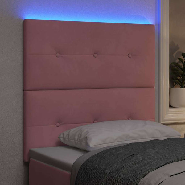 vidaXL LED Headboard with LED Strips Pink 100 cm Velvet