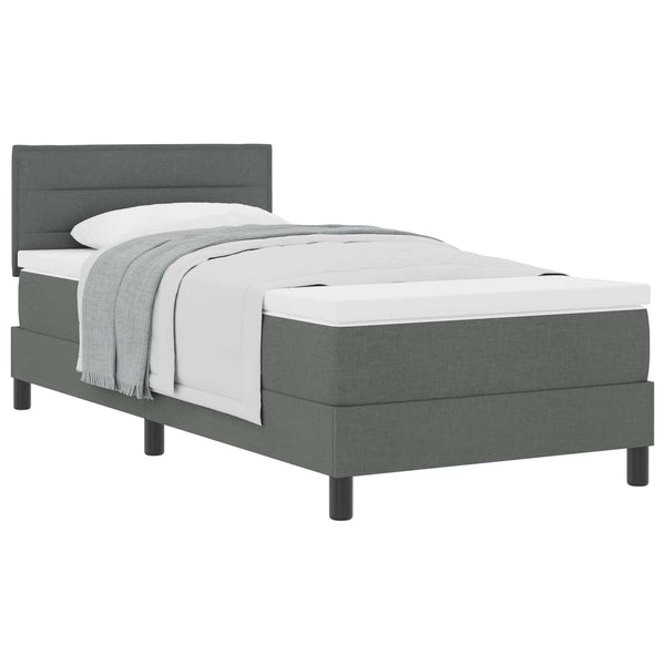 vidaXL Box Spring Bed with Headboard Dark Grey 80 x 200 cm Fabric