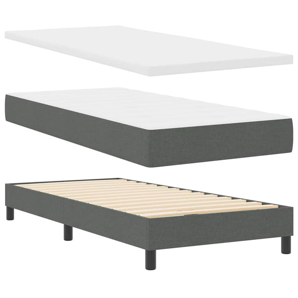 vidaXL Box Spring Bed with Headboard Dark Grey 80 x 200 cm Fabric