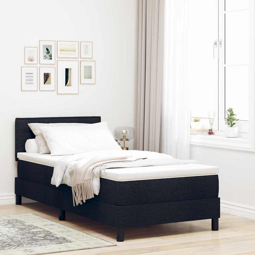 vidaXL Box Spring Bed with Headboard Black 80 x 200 cm Fabric