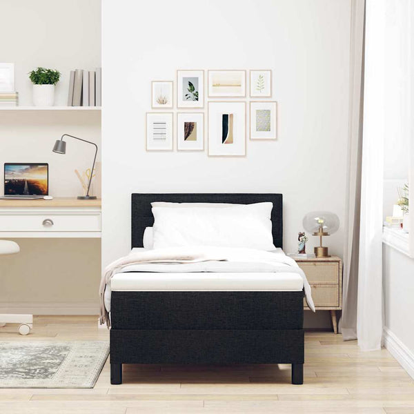 vidaXL Box Spring Bed with Headboard Black 80 x 200 cm Fabric
