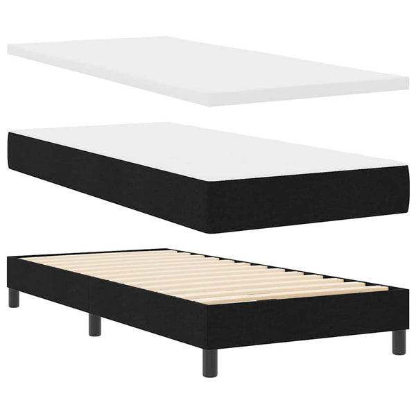 vidaXL Box Spring Bed with Headboard Black 80 x 200 cm Fabric