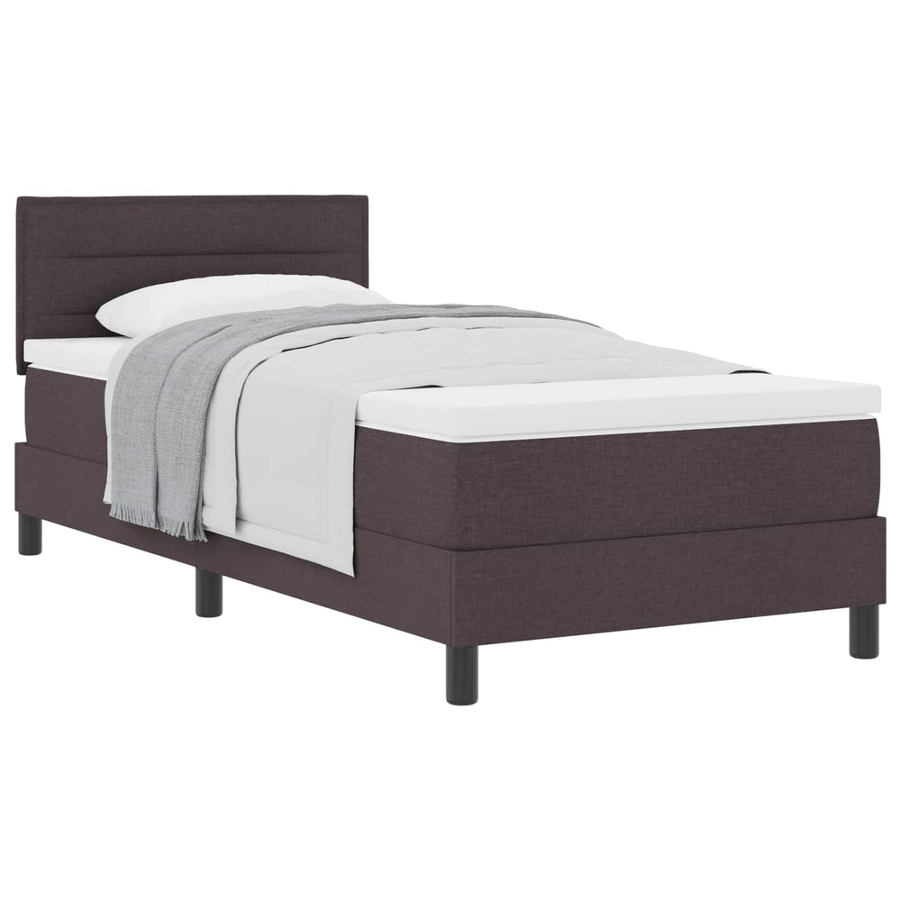 vidaXL Box Spring Bed with Headboard Dark Brown 80 x 200 cm Fabric