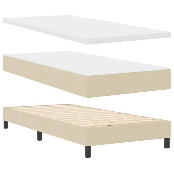 vidaXL Box Spring Bed with Headboard Cream 80 x 200 cm Fabric