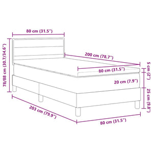 vidaXL Box Spring Bed with Headboard Cream 80 x 200 cm Fabric