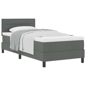 vidaXL Box Spring Bed with Headboard Dark Grey 90 x 190 cm Fabric