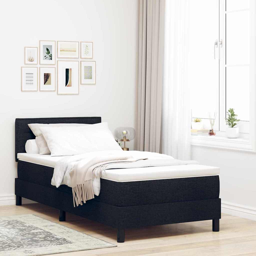 vidaXL Box Spring Bed with Headboard Black 90 x 190 cm Fabric