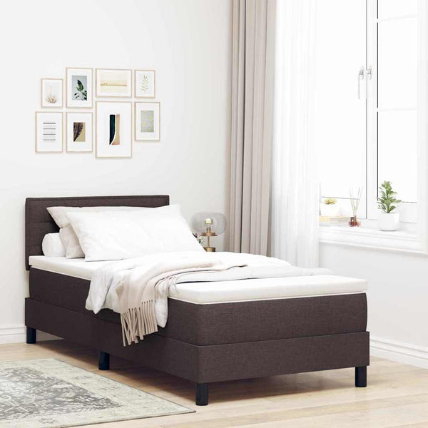 vidaXL Box Spring Bed with Headboard Dark Brown 90 x 190 cm Fabric