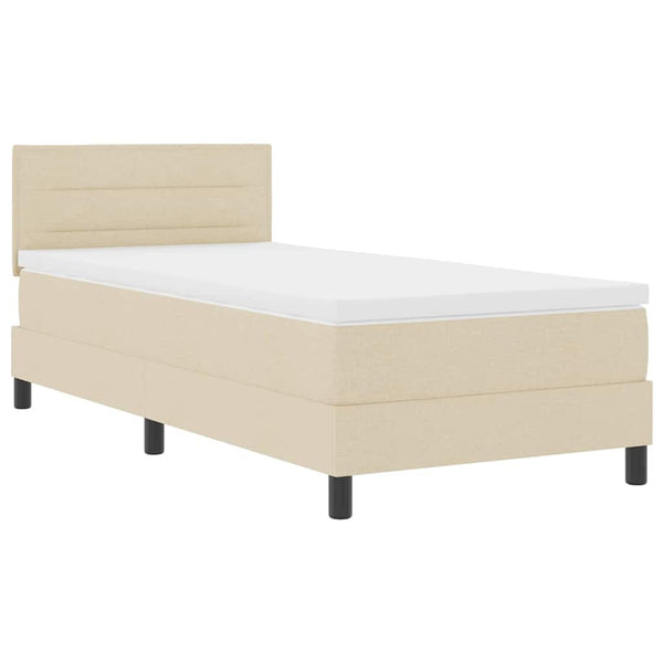 vidaXL Box Spring Bed with Pillows and Headboard Cream 90 x 190 cm Fabric
