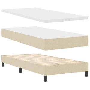 vidaXL Box Spring Bed with Pillows and Headboard Cream 90 x 190 cm Fabric