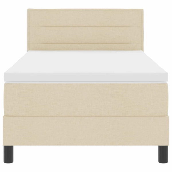vidaXL Box Spring Bed with Pillows and Headboard Cream 90 x 190 cm Fabric