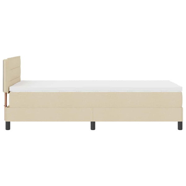 vidaXL Box Spring Bed with Pillows and Headboard Cream 90 x 190 cm Fabric