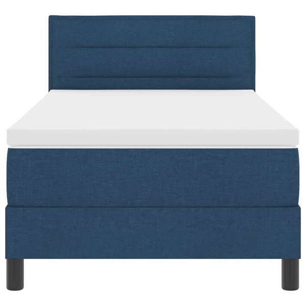 vidaXL Box Spring Bed with Pillows with Headboard Blue 90 x 190 cm Fabric