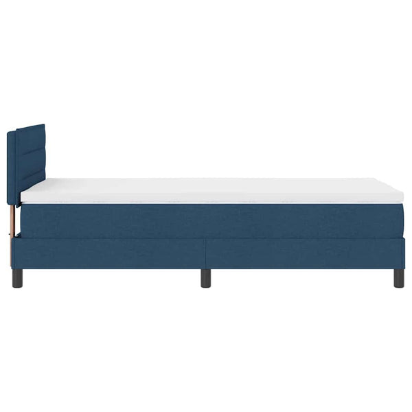 vidaXL Box Spring Bed with Pillows with Headboard Blue 90 x 190 cm Fabric