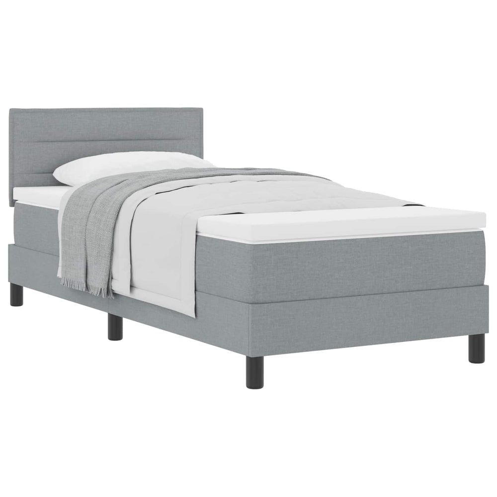 vidaXL Box Spring Bed with Headboard Light Gray 90 x 200 cm Fabric