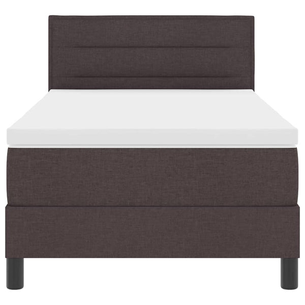 vidaXL Box Spring Bed with Headboard Dark Brown 90 x 200 cm Fabric
