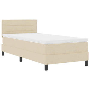 vidaXL Box Spring Bed with Headboard Cream 90 x 200 cm Fabric