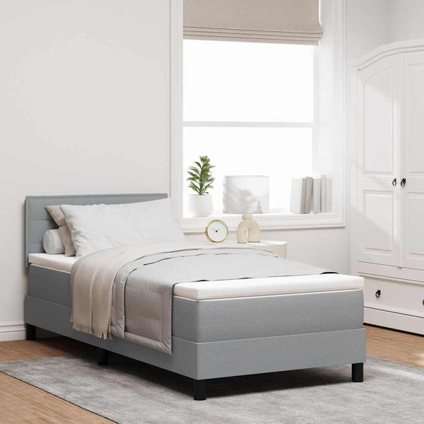 vidaXL Box Spring Bed with Headboard Light Gray 100 x 200 cm Fabric
