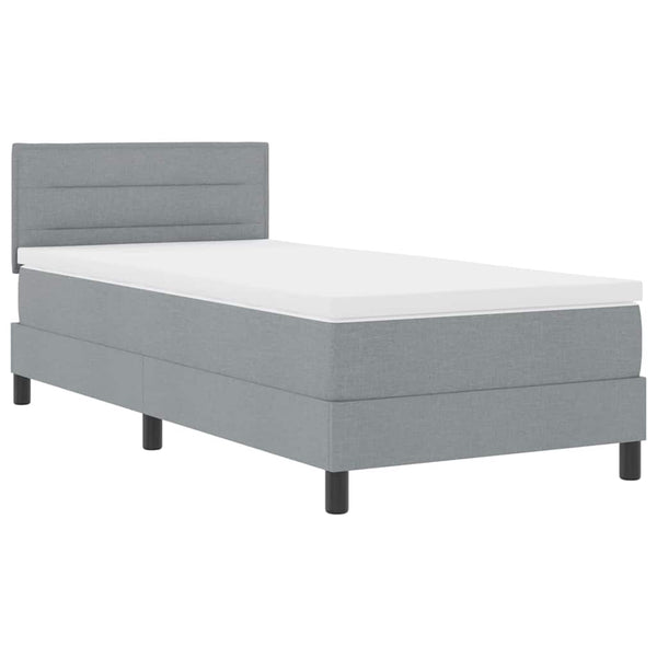 vidaXL Box Spring Bed with Headboard Light Gray 100 x 200 cm Fabric