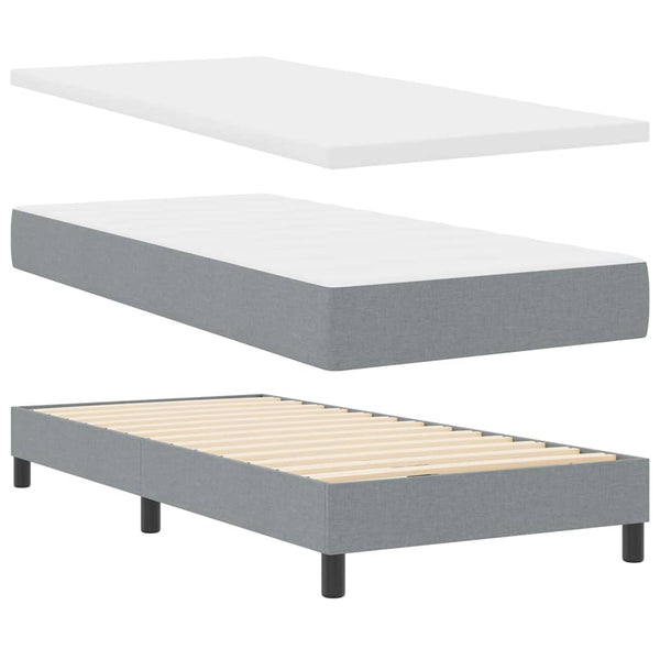 vidaXL Box Spring Bed with Headboard Light Gray 100 x 200 cm Fabric